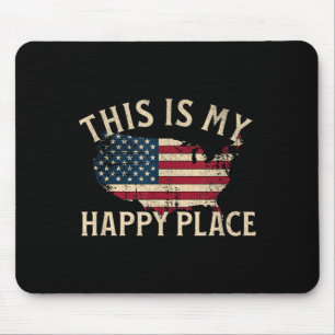 This is happy place american flag usa map vintage mouse pad