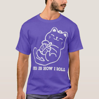 This Is How I Roll Dreidel Game Funny Jewish Cat M T-Shirt