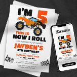 This is How I Roll Monster Truck Kids Birthday Invitation<br><div class="desc">Get ready to celebrate with this awesome I'm 5 This is How I Roll Monster Truck Birthday Party Invitation! Featuring a cool monster truck design,  this invitation is perfect for a little one who loves speed and excitement. Customise it with your party details and get ready to crush it!</div>
