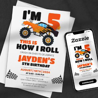 This is How I Roll Monster Truck Kids Birthday Invitation
