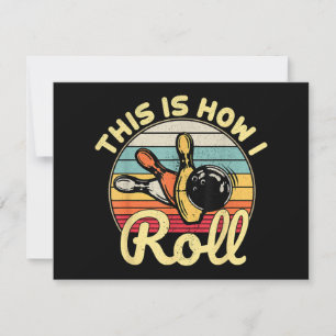 This Is How I Roll Retro Vintage Bowling Bowler Fu Holiday Card