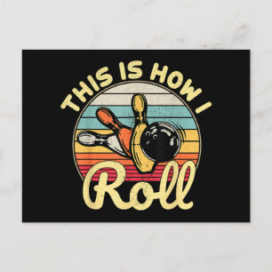This Is How I Roll Retro Vintage Bowling Bowler Fu Holiday Postcard