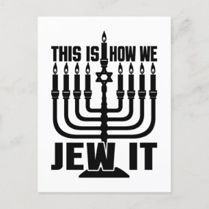 This Is How We Jew It, Menorah Jewish Holiday Gift Postcard