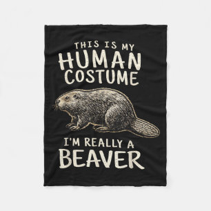 This Is Human Costume A Beaver Halloween Kids Fleece Blanket