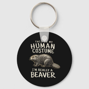 This Is Human Costume A Beaver Halloween Kids Key Ring