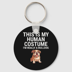 This Is Human Costume A Bulldog Dog Halloween Key Ring