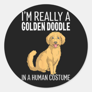 This Is Human Costume A Goldendoodle Dog Halloween Classic Round Sticker