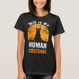 This Is Human Costume Scary Black Cat Vintage T-Shirt