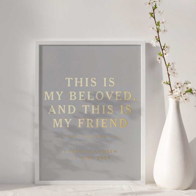 This is Is Beloved Christian Wedding Grey & Gold Foil Prints (Creator Uploaded)
