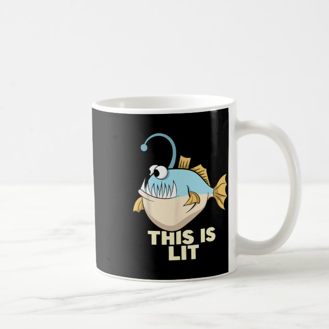 This Is Lit Angler Fish Monster Fishing Fisherman  Coffee Mug (Right)