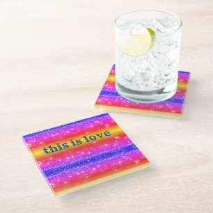 This is Love Rainbow Sparkle Drink Coaster