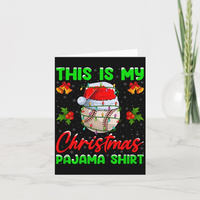 This Is My Baseball Christmas Pajamas Funny Baseba Card (Front)