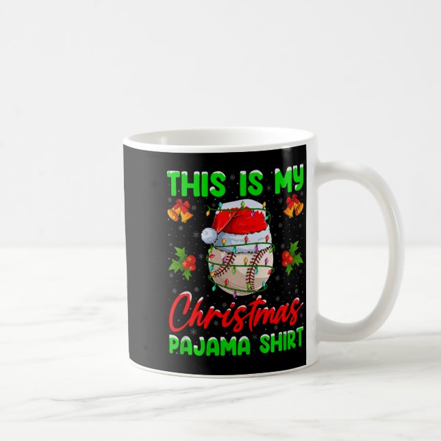 This Is My Baseball Christmas Pajamas Funny Baseba Coffee Mug (Right)