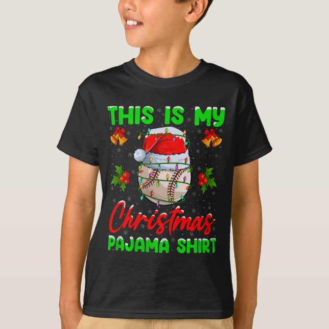 This Is My Baseball Christmas Pajamas Funny Baseba T-Shirt (Front)