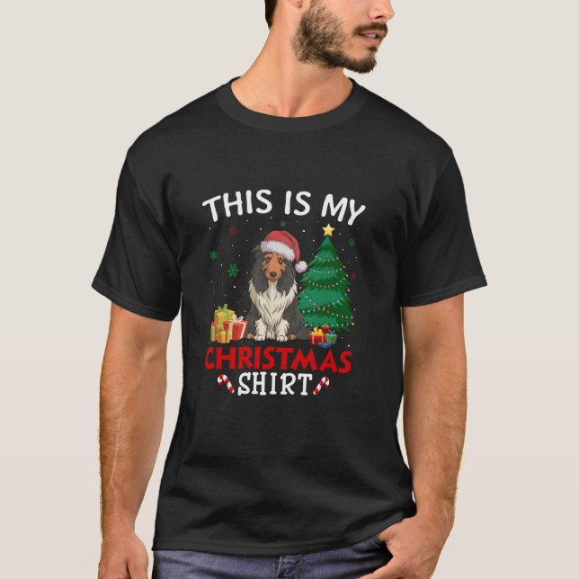 This is My Bearded Collie Dog Santa Hat Christmas  T-Shirt (Front)