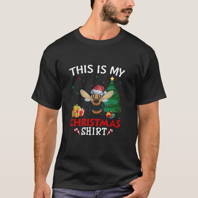 This is My Bee Santa Hat Christmas Pajama T-Shirt (Front)