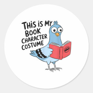 This Is My Book Character Costume Funny Pigeon Kid Classic Round Sticker