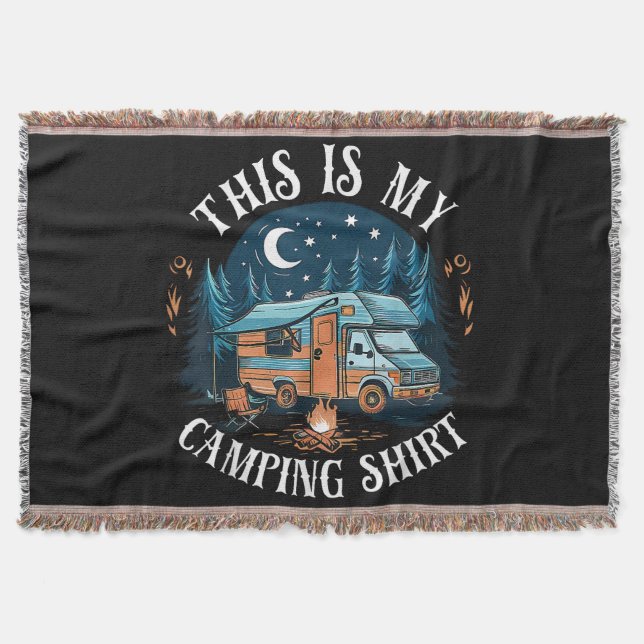 This Is My Camping Hiking Funny Camper Throw Blanket (Front)