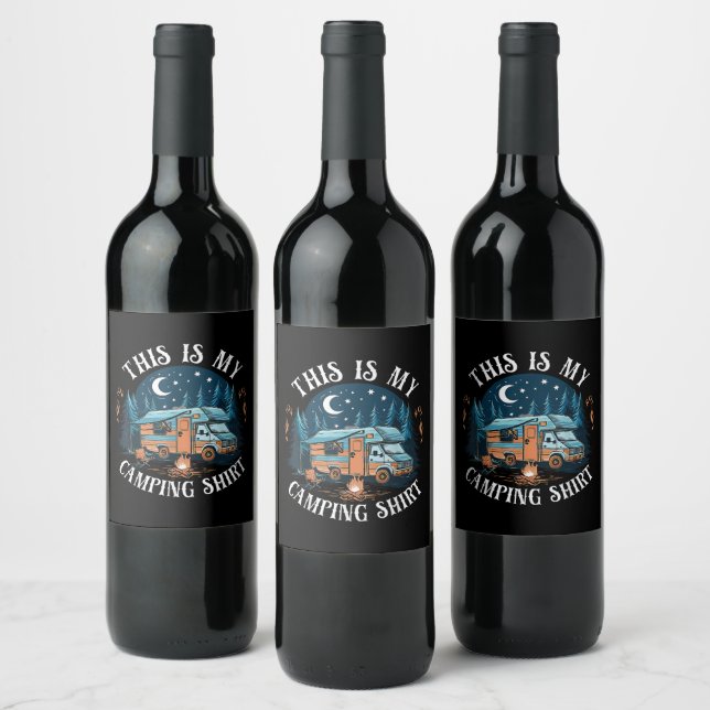 This Is My Camping Hiking Funny Camper Wine Label (Bottles)