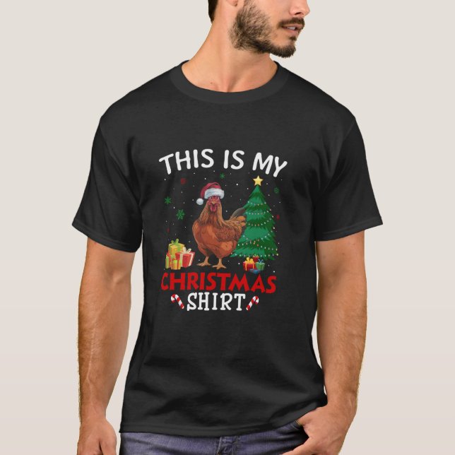 This is My Chicken Santa Hat Christmas Pajama T Sh T-Shirt (Front)
