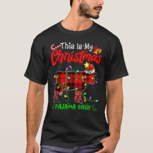 This Is My Christmas Dairy Cow Pajama  Buffalo Pla T-Shirt