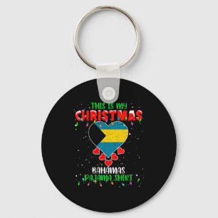 This Is My Christmas Lights Love Bahamas Flag Paja Key Ring
