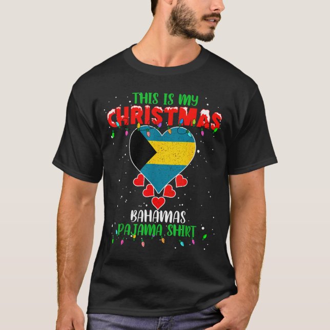 This Is My Christmas Lights Love Bahamas Flag Paja T-Shirt (Front)