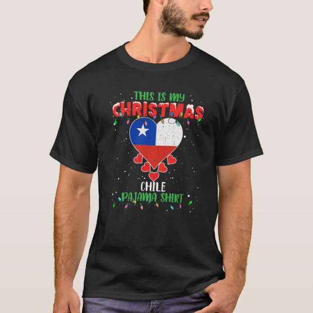 This Is My Christmas Lights Love Chile Flag Pajama T-Shirt (Front)