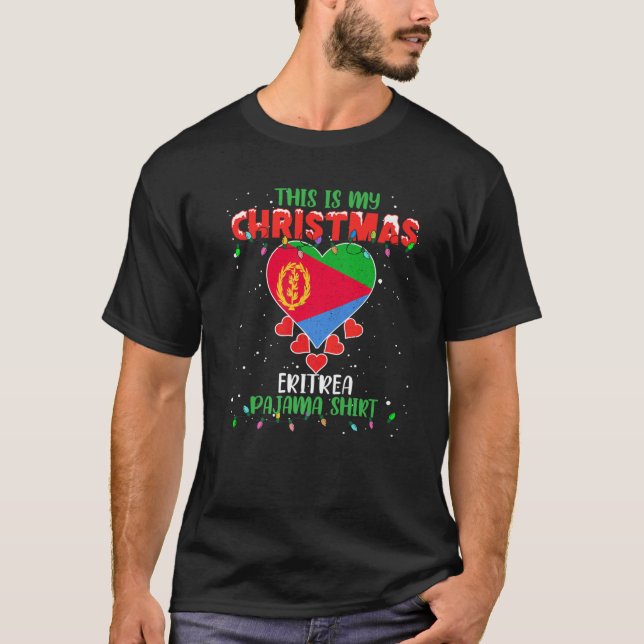 This Is My Christmas Lights Love Eritrea Flag Paja T-Shirt (Front)