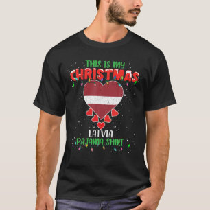 This Is My Christmas Lights Love Latvia Flag Pajam T-Shirt