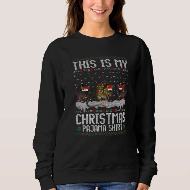 This Is My Christmas Lights Pajama Rat  Xmas Sweatshirt (Front)