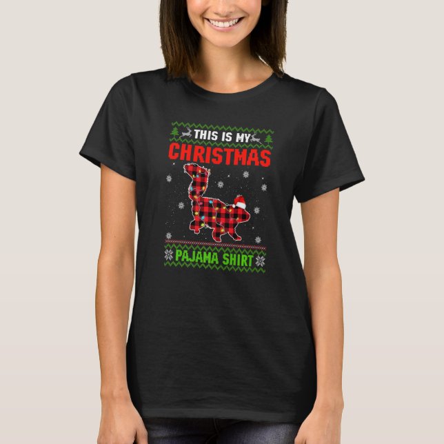 This Is My Christmas Lights Pajama Xmas Skunk T-Shirt (Front)