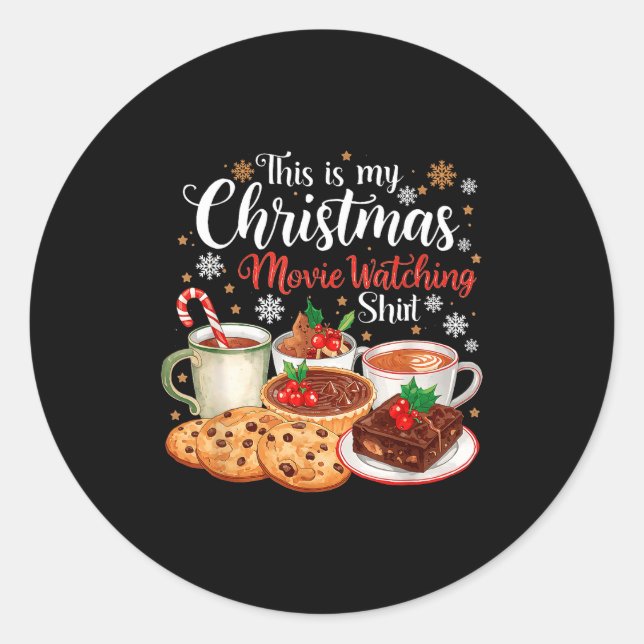 This Is My Christmas Movie Watching Design  Classic Round Sticker (Front)