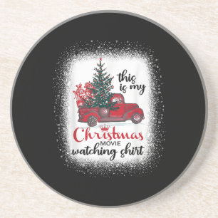 This Is My Christmas Movie Watching Shirt Vintage  Coaster