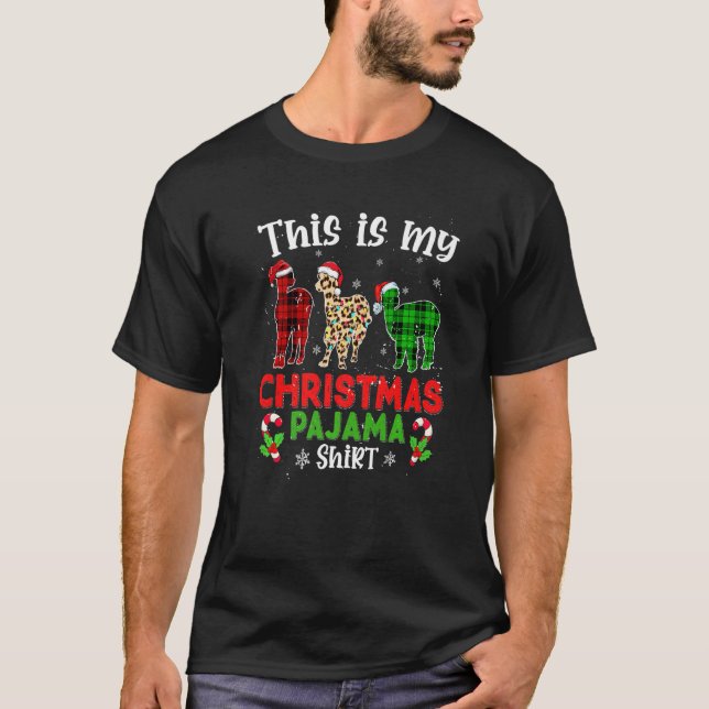 This Is My Christmas Pajama Alpaca Animals Leopard T-Shirt (Front)