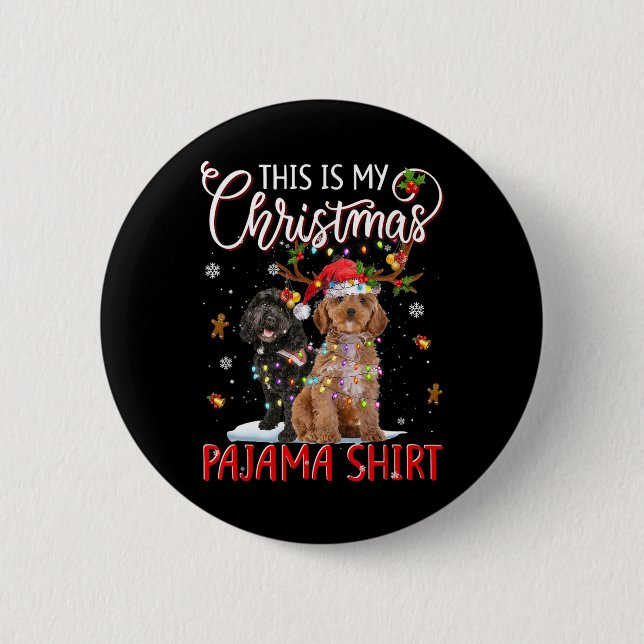 This Is My Christmas Pajama Apoo Christmas Lights  6 Cm Round Badge (Front)