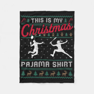 This Is My Christmas Pajama Badminton Ugly Sweater Fleece Blanket