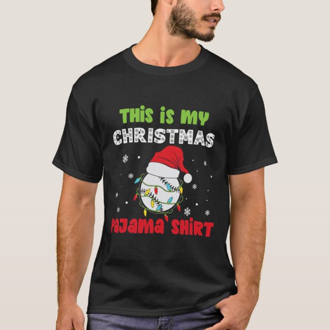 This Is My Christmas Pajama Baseball Funny T-Shirt (Front)