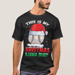 This Is My Christmas Pajama Baseball Santa Hat Bo T-Shirt