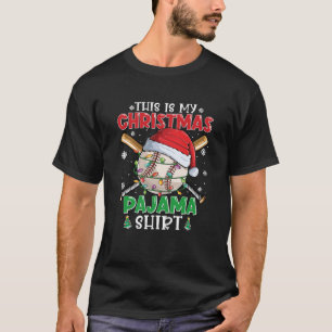 This Is My Christmas Pajama Baseball Santa Hat Lig T-Shirt
