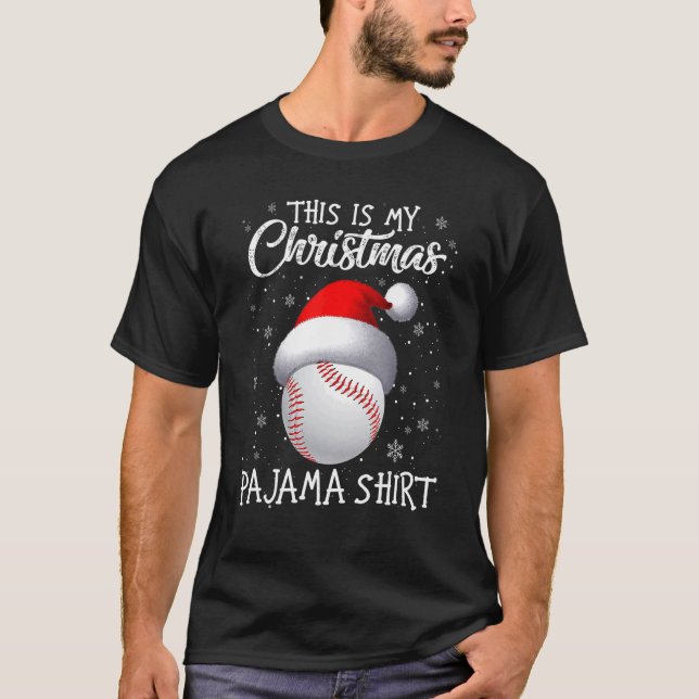 This Is My Christmas Pajama Baseball Santa Hat Sno T-Shirt (Front)