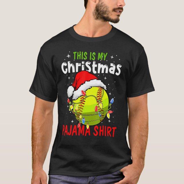 This Is My Christmas Pajama Baseball Softball T-Shirt (Front)