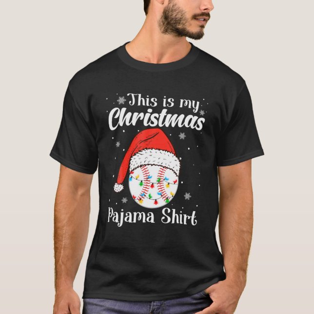 This Is My Christmas Pajama Baseball Sport Lover T-Shirt (Front)