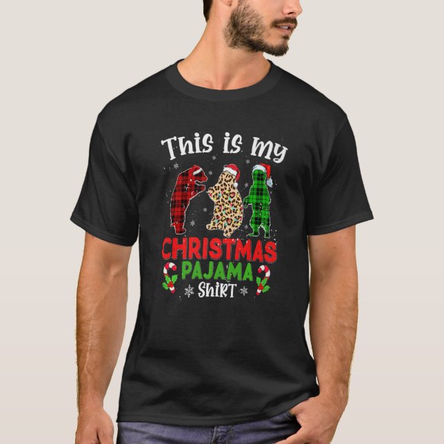 This Is My Christmas Pajama Bear Animals Leopard P T-Shirt (Front)