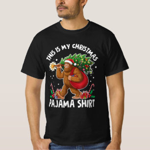 This Is My Christmas Pajama Bigfoot Santa Tree T-Shirt