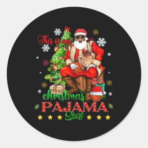 This Is My Christmas Pajama Black African American Classic Round Sticker