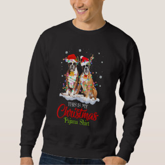 This Is My Christmas Pajama  Boxer Dog Santa Hat L Sweatshirt