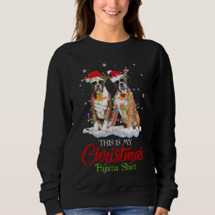 This Is My Christmas Pajama Boxer Dog Santa Hat Li Sweatshirt