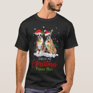 This Is My Christmas Pajama Boxer Dog Santa Hat Li T-Shirt