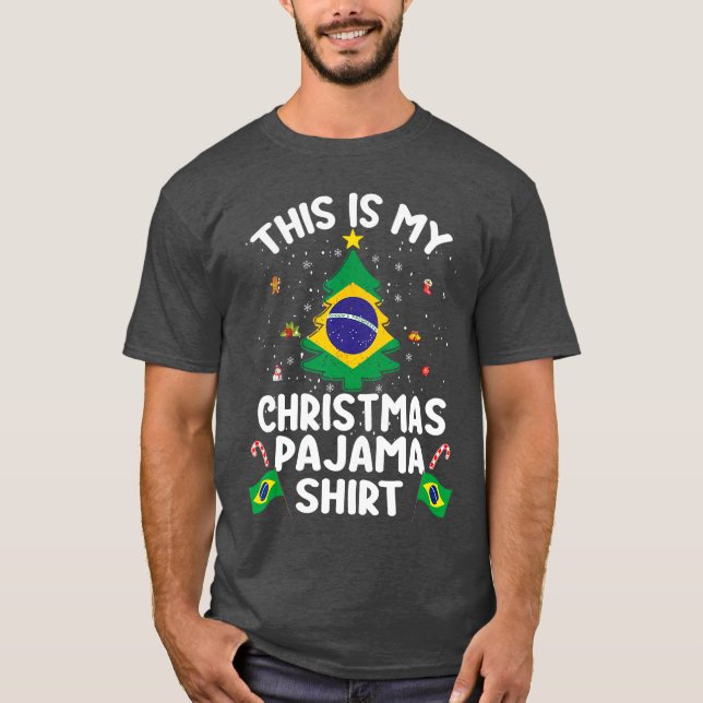 This Is My Christmas Pajama Brazil Flagree Xmas gi T-Shirt (Front)